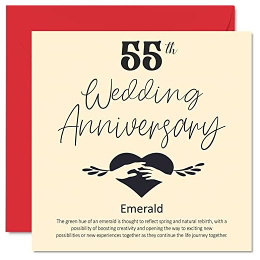 Tarjeta de 55 aniversario para marido, esposa, novio, novia, 55 aniversario de boda, él, tarjetas de felicitación de 145 mmx145 mm para prometido