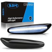 KDM Led Fender Side Marker Lights Fit for BMW E90 E91 E92 E93 E46 E60 E61 E81 E82 E87 E88 E83 X3 E84 X1 325i 328i 335i 328i,Front Sequential Turn Signal Smoked lens Bright White Light,2 Pack