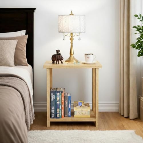 Image of SPYDER CRAFT Modish Wood Bedside Table for Bedroom|Wooden Modern Side Tables for Bedroom|Side Table for Bed Room|Corner Table for Bed Room (Finish Color -Oak, DIY(Do-It-Yourself))