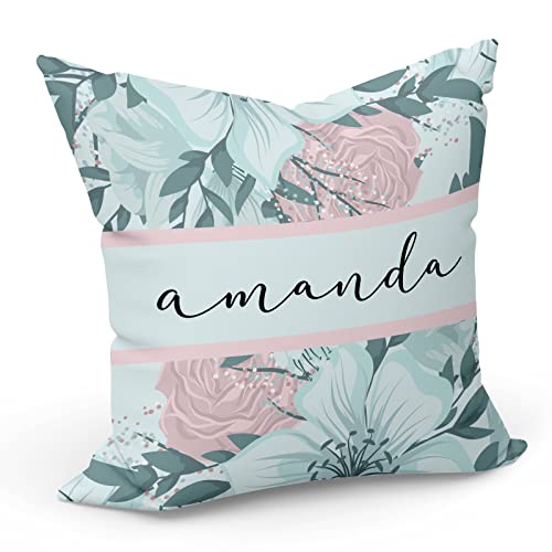 Fabulous Coussin Taie 40 x 40 cm Floral Name Pillow Custom Names Gift Ideas Celebration Birthday Personalized