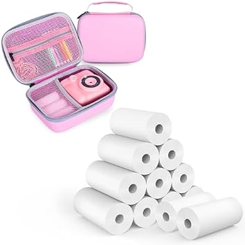 Phetium Kids Camera Instant Print Refill Paper Set & Case Pink, 12 Rolls, Compatible with Most Kids Cameras