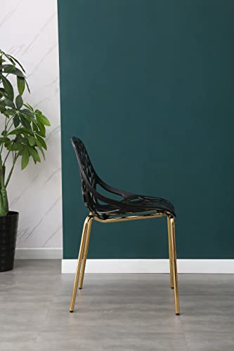 Pozbee Modern Black Dining Chair, Birch Sapling Style Chairs For Dining Room, Hotels, Restaurants Indoor Outdoor, Elegant Kitchen Chairs With Gold Legs (2, Black) #TOP5