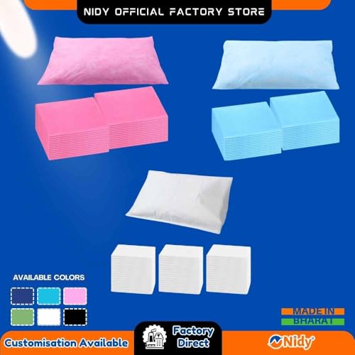 Image of Nidy 20Pcs Disposable Pillow Case Non-Woven Pillow Covers for Medical Travel Hotel Bedroom Home Bedding Portable Supplies Single-Use Pillowcases with Flap Design White Color Size 50x80CM