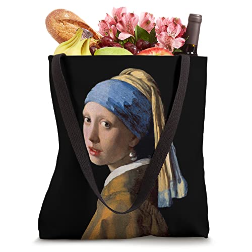 Bolso tote con estampado de 'La joven de la perla' de Johannes Vermeer miniatura 4