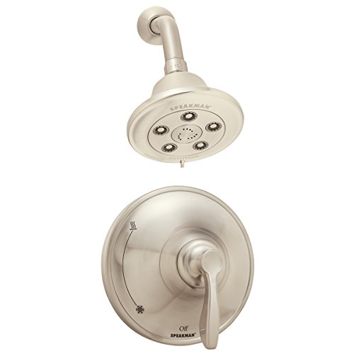 Speakman SM-10010-P-BN Chelsea Shower Head with Pressure Balance Valve Shower Combo, Brushed Nickel