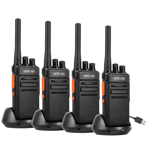 HESENATE HT66 Funkgerät, PMR446 Walkie Talkie Lizenzfreies Große Reichweite Woki Toki 16 Kanäle Funkgeräte Set Walky Talky Handfunkgerät VOX Scan mit USB C Ladestation (Schwarz, 4er Set)