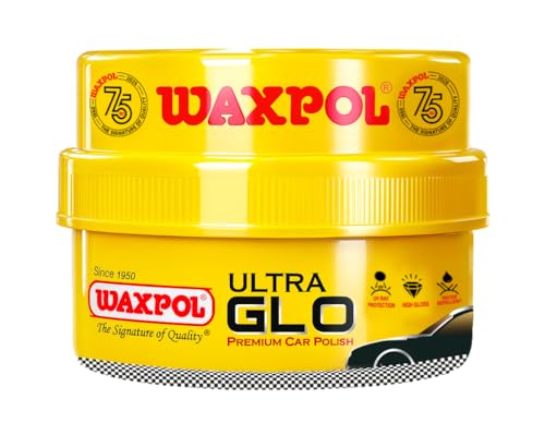 Waxpol Ultra Glo Premium Paste Wax Car Polish With Applicator Sponge (230g) For High Gloss Shine