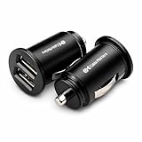 (VERSIONE AGGIORNATA) CARICATORE USB INTELLIGENTE: Adattatore accendisigari connette il dispositivo e manda il massimo corrente sicuro fino a 2 amps; Caricatore Auto iphone Il fusibile integrato per sovracorrente protegge l'apparecchiatura collegata e regola la velocità di carica.