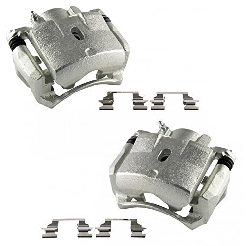 Image of TRQ Front Brake Caliper Set Zinc Coated Brackets Hardware Compatible with 2006-2011 Chevrolet HHR 2004-2008 Malibu 2006-2007 Pontiac G6 2007-2008 Saturn Sky