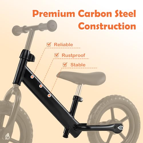 Image of HONEY JOY Toddler Balance Bike, 11 Inch Baby Push Bicycle w /Adjustable Padded Seat & Handlebar, Ultra Light Steel Frame, No Pedal Walker Bike Riding Toy, Birthday Gift for Boys Girls Aged 2-5