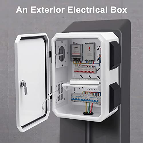 Octide New Upgraded Outdoor Electrical Box, Ip65 Waterproof, Cold-Rolled Steel Plate, Aluminum Alloy Back Beam, One-Piece Ventilation Design, Wall/Pole Mounted. (15.7" X 11.8" X 7.9") #TOP2