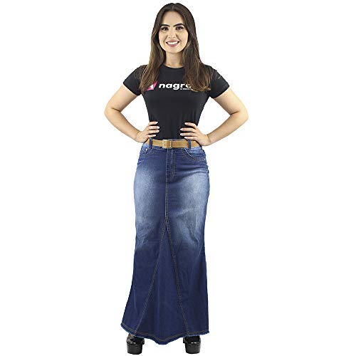 Saia Jeans Longa Detalhe Frontal Destroyer Pistolada Anagrom Ref.131 (50)
