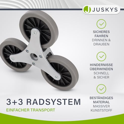 Juskys Treppensackkarre klappbar & bis 80 kg belastbar - Alu Mini Sackkarre für Treppen - mit Handschuhen & Expanderseilen - Treppensteiger klein