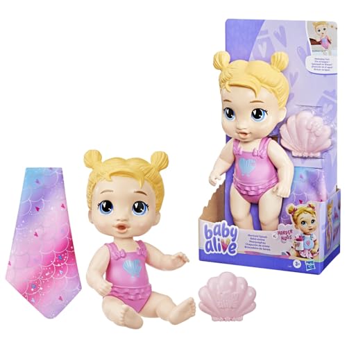 Baby Alive Hasbro Harper Hugs Chapuzón de Sirena - Muñeca de bebé de 28 cm para Jugar en el Agua para niños y niñas a Partir de 3 años