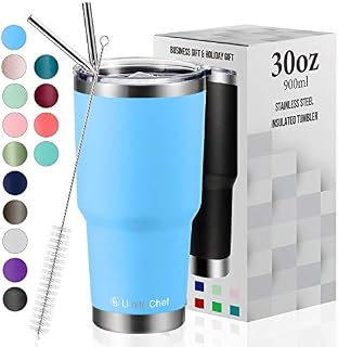 30oz Vacuum Insulated Tumbler Double Wall Coffee Cup by Umite Chef, Stainless Steel