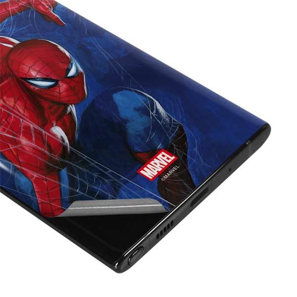 Skinit Decal Phone Skin Compatible with Galaxy Note 10 Plus - Officially Licensed Marvel Spiderman World of Webs Design