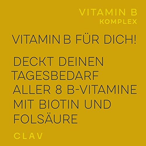 CLAV® Vitamin B Komplex – 360 vegane Kapseln (3er Set) – alle 8 B-Vitamine & Kofaktoren – Vit B1, B2, B3, B5, B6, B12 Methylcobalamin, Biotin & Folsäure – hochdosiert & vegan