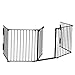 JAXSUNNY 5-Panel Metal Baby Safety Gate Child Toddler Fireplace Fence Hearth Screen Gate Black