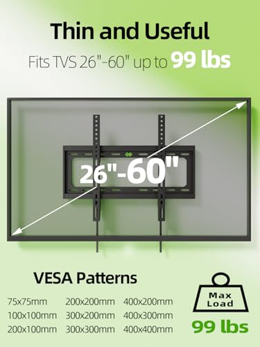 Image of USX MOUNT Low Profile Tilt TV Wall Mount for 26-60 Inch TVs up to 99lbs