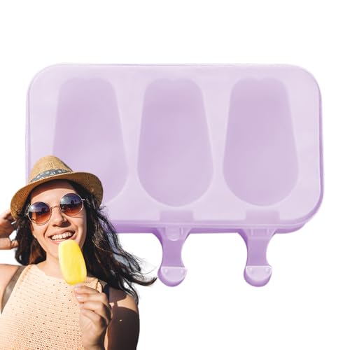 Yaztauho Molde De Polos De Silicona | Bandejas Congeladoras 3 Cavidades Para Cake | Bandeja Reutilizable de Golosinas para el Congelador y Moldes para Palitos de Helado para Postres como Paletas Pudín