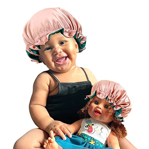 Kids & Dolls Matching Satin Bonnet Set - Adjustable Sleep Cap with Drawstring & Reversible Design2