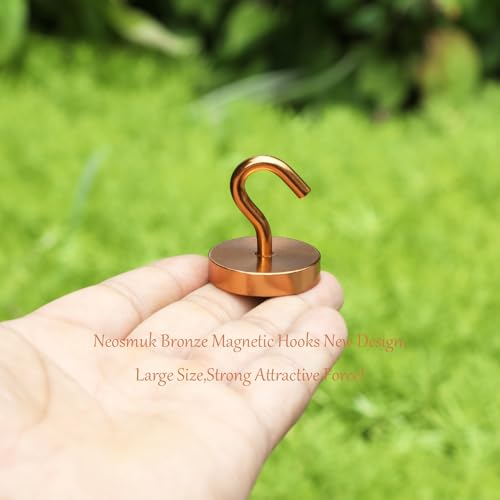 Image of Neosmuk Magnetic Hooks Steel Tube Design for Cruise,130lb+ Bronze,10 Pack | Cruise Ship Essentials,Heavy Duty Magnett Hooks for Cabins, Refrigerator, Grill, Hanging, and Travel Extra Strong Must-Haves