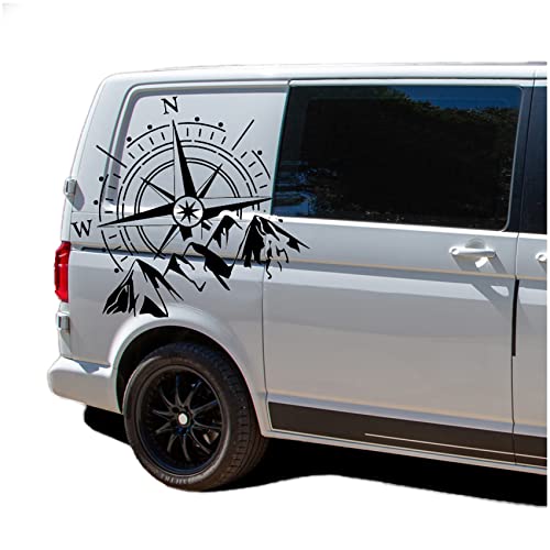 Autoaufkleber Kompass Sport Mountains 60x56cm Windrose Sticker...