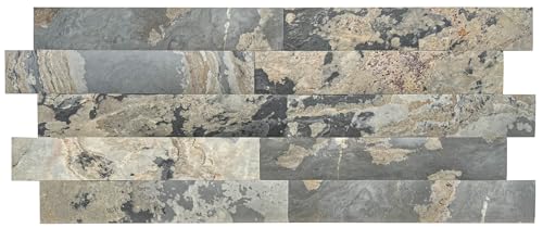 Stone Cladding Panels Decorative Wall Tiles for Living Room Kitchen Tile Natural Slate Stone Textured Panel (15 Pcs- 0.9 Sqm)