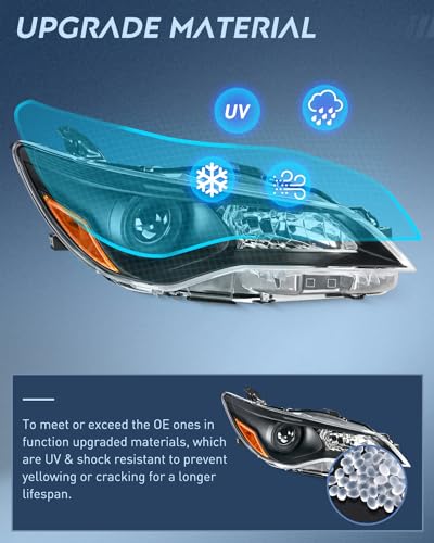 Image of Nilight Headlight Assembly Compatible with 2015 2016 2017 LE SE XLE Toyota Camry Headlamps Replacement Black Housing Amber Reflector Clear Lens Driver and Passenger Side