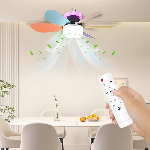 Ventilateur de plafond 3 vitesses lampe dimmable à télécommande E27 - 2