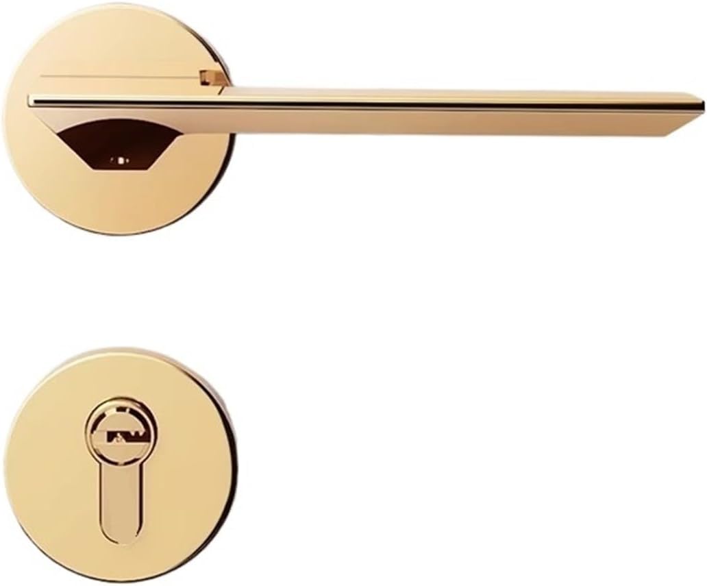 Silent Door Lock Simple Golden Door Lock Bedroom Door Lock Indoor Door Lock(with Key)
