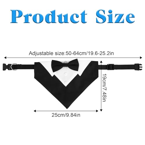 Formales Hunde-Smoking-Bandana, Hund Smoking Bandana Halsband, Hund Tuxedo Baumwolle Bandana Hundehalsband, Formale Hochzeit Party Hundehalstuch, Verstellbar Krawatte Haustier Anzug Fliege Bandana, L