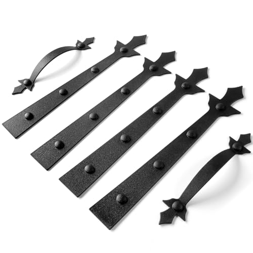 HULKNPEW Garage Door Magnetic Decorative Hardware, 4 Hinges+2 Handles Update Magnets Accents Curb Appeal Faux Garage Door Decor Hardware Kit-6PCS,Black (Premium Hinges) by HULKNPEW - Used condition - US$20.63