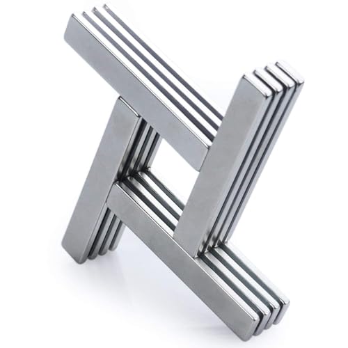 Image of MIKEDE 4 Pack Rare Earth Strong Neodymium Bar Magnets, with Double-Sided Adhesive for Craft, Fridge, Kitchen, Office - 60 x 10 x 3 mm