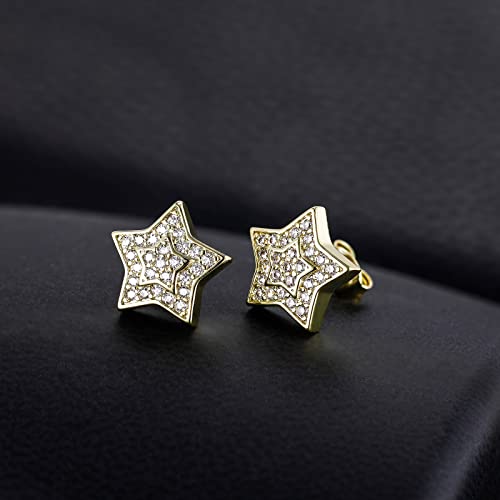 TRUMIUM Stud Earrings for Men Women Big Star Earrings Cubic Zirconia Hip Hop Rapper Singer Screw Back Hypoallergenic2