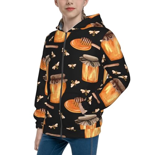 Bee and Honey Kid Hoodies Boys Zip Up Sweatshirts Girls Pullover with Pocket
