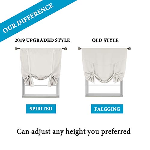 H.versailtex Blackout Room Darkening Curtain Balloon Valance Drape For Kitchen Window Rod Pocket Curtain Panel (Ivory/Cream, 42 Inches W X 63 Inches L，2 Panels) #TOP4