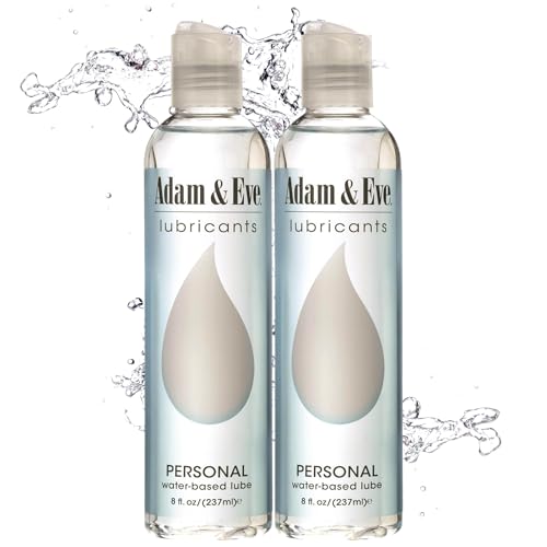 Adam & Eve Premium Water Based Lube, Personal Sexual Lubricant for Women, Men, Couples & Toys, Thick, Non Sticky, Non Staining, Long Lasting Lube for Sex & Masturbation, Clear Gel, 8 oz, 2 Pack