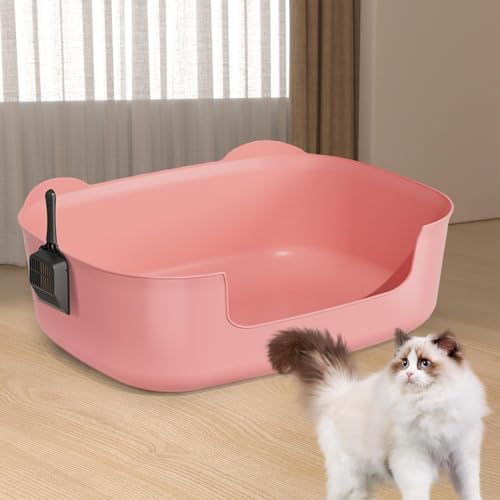 Generic Caixa de areia aberta, caixa de areia para gatos com pá, bandeja sanitária portátil antirres