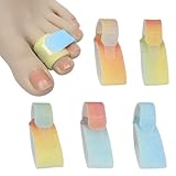 12 Pack Fabric Hammer Toe Corrector, Fabric Hammer Toe Wraps, Reusable Fabric Buddy Wraps for Broken Toes, Toe Bandages Protectors for Crooked Toes, Curled Toes, Bent Toes (Rainbow-5PCS)