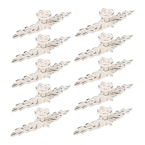 Fvstar 10pcs Antique Cabinet Knobs,Vintage Rose Flower Shape Cabinet Drawer Knobs with Plate,European Style Dresser Drawer Pulls,Ivory White Furniture Hardware for Cabinet,Drawer,Cupboard,Medium