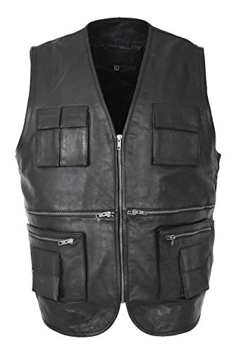 Chaleco de cuero de excursión al aire libre gris y negro masculino