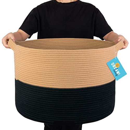 Organihaus Xxx Large Cotton Rope Basket For Blankets Living Room | Blanket Basket & Storage Baskets For Organizing | Laundry Baskets For Storage Toy Basket For Baby | Large Woven Basket - Black/Honey #TOP7