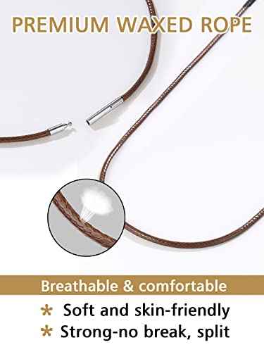 Findchic Brown Leather Necklace Braided Cord With Stainless Steel Clasp For Men Women Simple Rope Chain Replacement Link For Pendant 2Mm 18Inch #TOP2