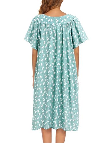 Image of Ekouaer Womens Nightgown Short Sleeve House Dress with Pockets-Floral Print Mumu Dress