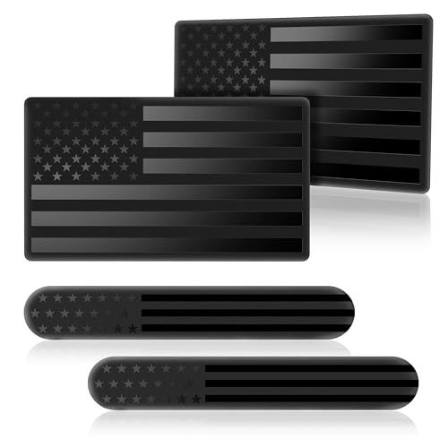3D Metal American Flag Decal, Black USA Flag Emblem Sticker for Car, Truck, SUV, Motorcycle, Patriotic Car Badges, Bumper, Window, Fender Accessories (Black)