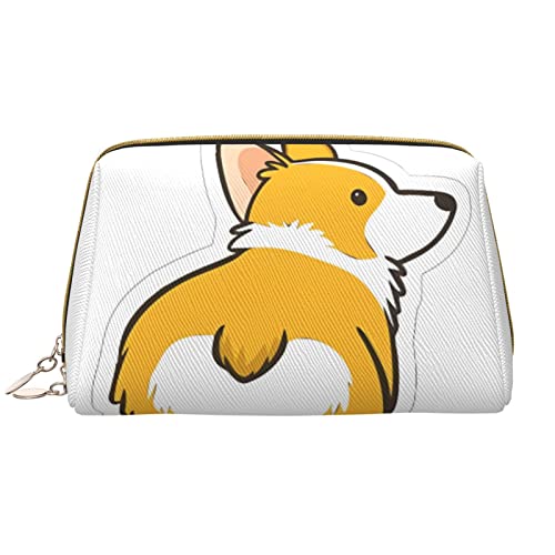 Trousse de maquillage Corgi grande capacité en cuir synthétique blanc pour femme