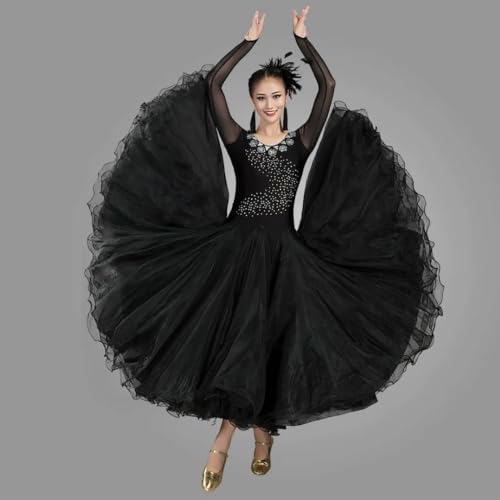 Robe de compétition de danse de salon pour femme en tulle transparent - 2
