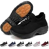 AAFGVC Orthofit Orthopädische Schuhe Damen Sneaker mit Ergonomischer Einlage Schmerzlindernd Atmungsaktiv für Alltag und Arbeit (40,1855 Black)