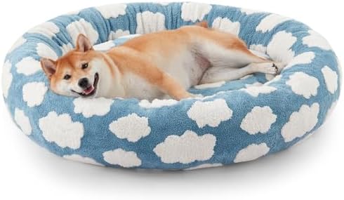 JOEJOY Donut Dog Bed Medium Size Dog, Cute Round Calming Pet Bed ...